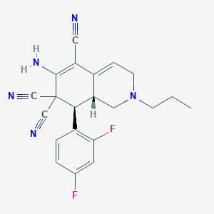 molecular formula C21H19F2N5 B459331 6-amino-8-(2,4-difluorophenyl)-2-propyl-2,3,8,8a-tetrahydro-5,7,7(1H)-isoquinolinetricarbonitrile CAS No. 445462-63-5