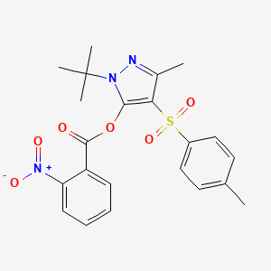 molecular formula C22H23N3O6S B4593311 1-叔丁基-3-甲基-4-[(4-甲苯磺酰基)]-1H-吡唑-5-基 2-硝基苯甲酸酯 