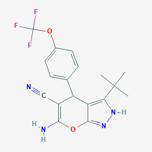 6-Amino-3-tert-butyl-4-[4-(trifluoromethoxy)phenyl]-2,4-dihydropyrano[2,3-c]pyrazole-5-carbonitrile