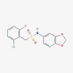 molecular formula C14H11ClFNO4S B4593320 N-1,3-benzodioxol-5-yl-1-(2-chloro-6-fluorophenyl)methanesulfonamide 