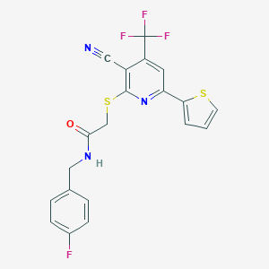 molecular formula C20H13F4N3OS2 B459333 2-{[3-cyano-6-(2-thienyl)-4-(trifluoromethyl)-2-pyridinyl]sulfanyl}-N-(4-fluorobenzyl)acetamide CAS No. 445266-19-3