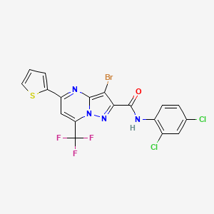 molecular formula C18H8BrCl2F3N4OS B4593359 3-溴-N-(2,4-二氯苯基)-5-(2-噻吩基)-7-(三氟甲基)吡唑并[1,5-a]嘧啶-2-甲酰胺 