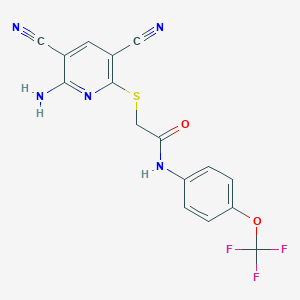 2-[(6-amino-3,5-dicyanopyridin-2-yl)sulfanyl]-N-[4-(trifluoromethoxy)phenyl]acetamide