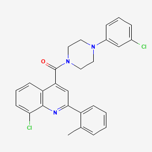 molecular formula C27H23Cl2N3O B4593372 8-chloro-4-{[4-(3-chlorophenyl)-1-piperazinyl]carbonyl}-2-(2-methylphenyl)quinoline 