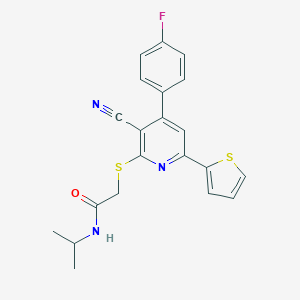 molecular formula C21H18FN3OS2 B459339 2-{[3-cyano-4-(4-fluorophenyl)-6-(2-thienyl)-2-pyridinyl]sulfanyl}-N-isopropylacetamide CAS No. 445266-27-3