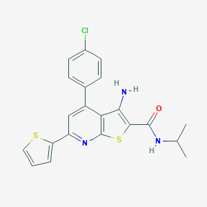 molecular formula C21H18ClN3OS2 B459341 3-amino-4-(4-chlorophenyl)-N-isopropyl-6-(2-thienyl)thieno[2,3-b]pyridine-2-carboxamide CAS No. 445266-25-1