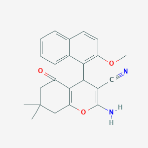 molecular formula C23H22N2O3 B459342 2-amino-4-(2-methoxy-1-naphthyl)-7,7-dimethyl-5-oxo-5,6,7,8-tetrahydro-4H-chromene-3-carbonitrile CAS No. 365517-27-7