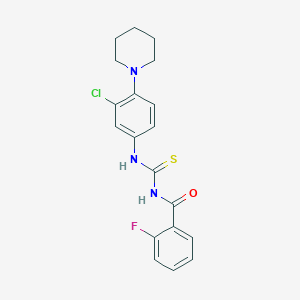 molecular formula C19H19ClFN3OS B4593422 1-[3-CHLORO-4-(PIPERIDIN-1-YL)PHENYL]-3-(2-FLUOROBENZOYL)THIOUREA 