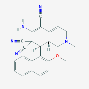 molecular formula C24H21N5O B459347 6-amino-8-(2-methoxy-1-naphthyl)-2-methyl-2,3,8,8a-tetrahydro-5,7,7(1H)-isoquinolinetricarbonitrile CAS No. 494792-19-7