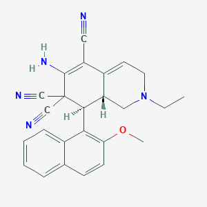 molecular formula C25H23N5O B459348 6-amino-2-ethyl-8-(2-methoxy-1-naphthyl)-2,3,8,8a-tetrahydro-5,7,7(1H)-isoquinolinetricarbonitrile CAS No. 494792-20-0