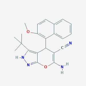 molecular formula C22H22N4O2 B459349 6-Amino-3-tert-butyl-4-(2-methoxy-1-naphthyl)-1,4-dihydropyrano[2,3-c]pyrazole-5-carbonitrile 