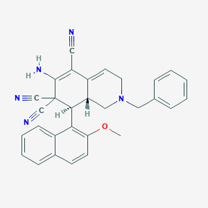 molecular formula C30H25N5O B459350 6-amino-2-benzyl-8-(2-methoxy-1-naphthyl)-2,3,8,8a-tetrahydro-5,7,7(1H)-isoquinolinetricarbonitrile CAS No. 494792-23-3
