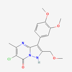 molecular formula C17H18ClN3O4 B4593510 6-chloro-3-(3,4-dimethoxyphenyl)-2-(methoxymethyl)-5-methylpyrazolo[1,5-a]pyrimidin-7(4H)-one 