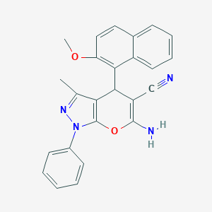 molecular formula C25H20N4O2 B459352 6-amino-4-(2-methoxynaphthalen-1-yl)-3-methyl-1-phenyl-4H-pyrano[2,3-c]pyrazole-5-carbonitrile CAS No. 371141-65-0