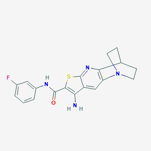 5-Amino-N-(3-fluorophenyl)-7-thia-1,9-diazatetracyclo[9.2.2.02,10.04,8]pentadeca-2(10),3,5,8-tetraene-6-carboxamide