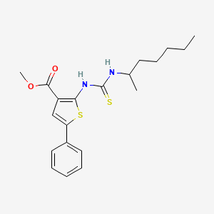 molecular formula C20H26N2O2S2 B4593538 Methyl 2-[(heptan-2-ylcarbamothioyl)amino]-5-phenylthiophene-3-carboxylate 