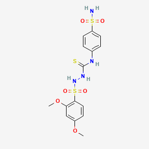 molecular formula C15H18N4O6S3 B4593551 N-[4-(aminosulfonyl)phenyl]-2-[(2,4-dimethoxyphenyl)sulfonyl]hydrazinecarbothioamide 