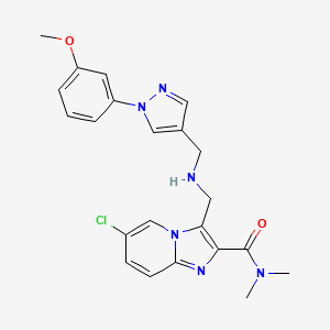 molecular formula C22H23ClN6O2 B4593553 6-氯-3-[({[1-(3-甲氧苯基)-1H-吡唑-4-基]甲基}氨基)甲基]-N,N-二甲基咪唑并[1,2-a]吡啶-2-甲酰胺 