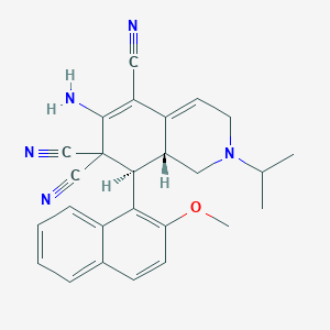 molecular formula C26H25N5O B459358 (8R,8aR)-6-amino-8-(2-methoxynaphthalen-1-yl)-2-propan-2-yl-1,3,8,8a-tetrahydroisoquinoline-5,7,7-tricarbonitrile CAS No. 459154-23-5