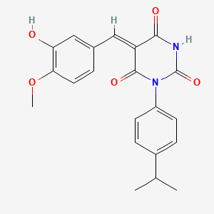 molecular formula C21H20N2O5 B4593618 5-(3-羟基-4-甲氧基亚苄基)-1-(4-异丙基苯基)-2,4,6(1H,3H,5H)-嘧啶三酮 