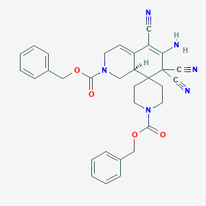 molecular formula C32H30N6O4 B459367 dibenzyl (8aR)-6-amino-5,7,7-tricyanospiro[3,8a-dihydro-1H-isoquinoline-8,4'-piperidine]-1',2-dicarboxylate 