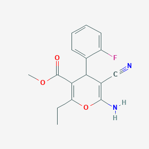 methyl 6-amino-5-cyano-2-ethyl-4-(2-fluorophenyl)-4H-pyran-3-carboxylate