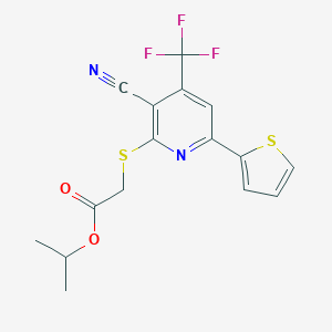 molecular formula C16H13F3N2O2S2 B459370 Isopropyl {[3-cyano-6-(2-thienyl)-4-(trifluoromethyl)-2-pyridinyl]sulfanyl}acetate 