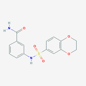 molecular formula C15H14N2O5S B4593718 3-[(2,3-二氢-1,4-苯并二氧杂环-6-磺酰基)氨基]苯甲酰胺 