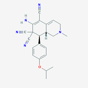 molecular formula C22H23N5O B459372 6-amino-8-(4-isopropoxyphenyl)-2-methyl-2,3,8,8a-tetrahydro-5,7,7(1H)-isoquinolinetricarbonitrile CAS No. 459155-66-9