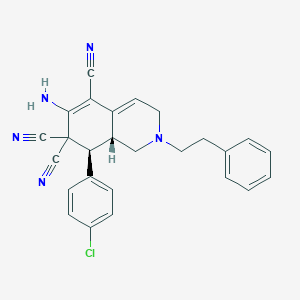 molecular formula C26H22ClN5 B459373 6-amino-8-(4-chlorophenyl)-2-(2-phenylethyl)-2,3,8,8a-tetrahydroisoquinoline-5,7,7(1H)-tricarbonitrile CAS No. 956793-01-4