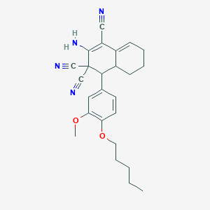 B459378 2-amino-4-(3-methoxy-4-pentoxyphenyl)-4a,5,6,7-tetrahydro-4H-naphthalene-1,3,3-tricarbonitrile CAS No. 445266-40-0