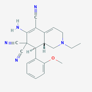 molecular formula C21H21N5O B459379 6-amino-2-ethyl-8-(2-methoxyphenyl)-2,3,8,8a-tetrahydro-5,7,7(1H)-isoquinolinetricarbonitrile CAS No. 293751-79-8