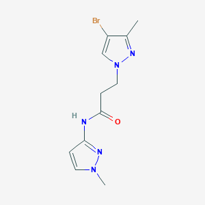 molecular formula C11H14BrN5O B4593791 3-(4-BROMO-3-METHYL-1H-PYRAZOL-1-YL)-N~1~-(1-METHYL-1H-PYRAZOL-3-YL)PROPANAMIDE 