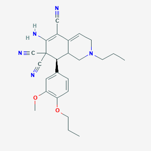 molecular formula C25H29N5O2 B459380 6-amino-8-(3-methoxy-4-propoxyphenyl)-2-propyl-2,3,8,8a-tetrahydro-5,7,7(1H)-isoquinolinetricarbonitrile 