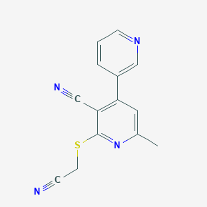 molecular formula C14H10N4S B459382 2-(Cyanomethylsulfanyl)-6-methyl-4-pyridin-3-ylpyridine-3-carbonitrile CAS No. 316361-86-1