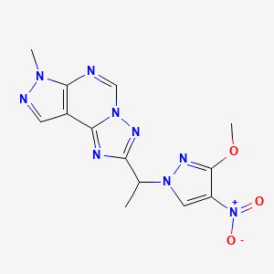 molecular formula C13H13N9O3 B4593868 2-[1-(3-methoxy-4-nitro-1H-pyrazol-1-yl)ethyl]-7-methyl-7H-pyrazolo[4,3-e][1,2,4]triazolo[1,5-c]pyrimidine 