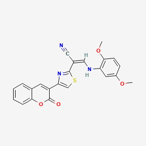 3-[(2,5-dimethoxyphenyl)amino]-2-[4-(2-oxo-2H-chromen-3-yl)-1,3-thiazol-2-yl]acrylonitrile