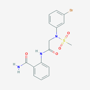 molecular formula C16H16BrN3O4S B4593917 2-{[N-(3-溴苯基)-N-(甲磺酰基)甘氨酰]氨基}苯甲酰胺 