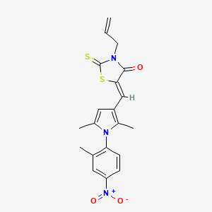 molecular formula C20H19N3O3S2 B4593923 3-烯丙基-5-{[2,5-二甲基-1-(2-甲基-4-硝基苯基)-1H-吡咯-3-基]亚甲基}-2-硫代-1,3-噻唑烷-4-酮 