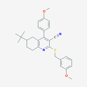 6-Tert-butyl-4-(4-methoxyphenyl)-2-[(3-methoxyphenyl)methylsulfanyl]-5,6,7,8-tetrahydroquinoline-3-carbonitrile