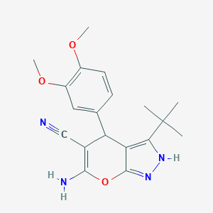 6-Amino-3-tert-butyl-4-(3,4-dimethoxyphenyl)-1,4-dihydropyrano[2,3-c]pyrazole-5-carbonitrile