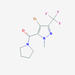 molecular formula C10H11BrF3N3O B4594001 [4-BROMO-1-METHYL-3-(TRIFLUOROMETHYL)-1H-PYRAZOL-5-YL](1-PYRROLIDINYL)METHANONE 