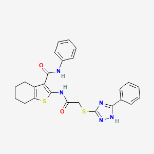 molecular formula C25H23N5O2S2 B4594014 N-phenyl-2-({[(5-phenyl-4H-1,2,4-triazol-3-yl)sulfanyl]acetyl}amino)-4,5,6,7-tetrahydro-1-benzothiophene-3-carboxamide 