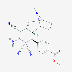 molecular formula C23H21N5O2 B459404 Methyl 4-[(2R,3S)-5-amino-4,4,6-tricyano-12-methyl-12-azatricyclo[7.2.1.02,7]dodeca-5,7-dien-3-yl]benzoate CAS No. 303980-27-0