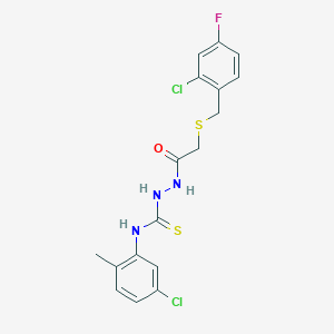 molecular formula C17H16Cl2FN3OS2 B4594041 2-{[(2-chloro-4-fluorobenzyl)thio]acetyl}-N-(5-chloro-2-methylphenyl)hydrazinecarbothioamide 