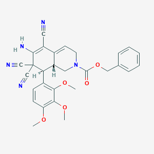 benzyl 6-amino-5,7,7-tricyano-8-(2,3,4-trimethoxyphenyl)-3,7,8,8a-tetrahydro-2(1H)-isoquinolinecarboxylate