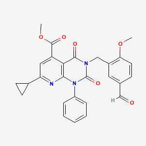 molecular formula C27H23N3O6 B4594062 METHYL 7-CYCLOPROPYL-3-[(5-FORMYL-2-METHOXYPHENYL)METHYL]-2,4-DIOXO-1-PHENYL-1H,2H,3H,4H-PYRIDO[2,3-D]PYRIMIDINE-5-CARBOXYLATE 