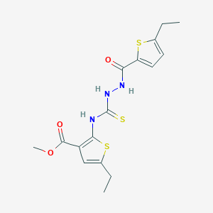 molecular formula C16H19N3O3S3 B4594075 5-乙基-2-[({2-[(5-乙基-2-噻吩基)羰基]肼基}羰硫基)氨基]-3-噻吩甲酸甲酯 