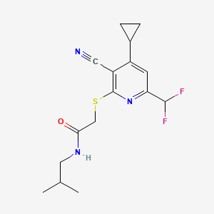 molecular formula C16H19F2N3OS B4594086 2-{[3-CYANO-4-CYCLOPROPYL-6-(DIFLUOROMETHYL)-2-PYRIDYL]SULFANYL}-N~1~-ISOBUTYLACETAMIDE 