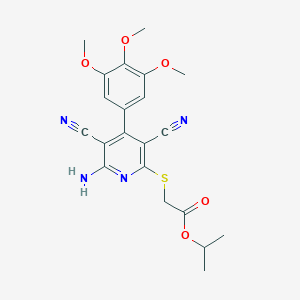 molecular formula C21H22N4O5S B459412 Isopropyl 2-{[6-amino-3,5-dicyano-4-(3,4,5-trimethoxyphenyl)-2-pyridinyl]sulfanyl}acetate CAS No. 354554-50-0